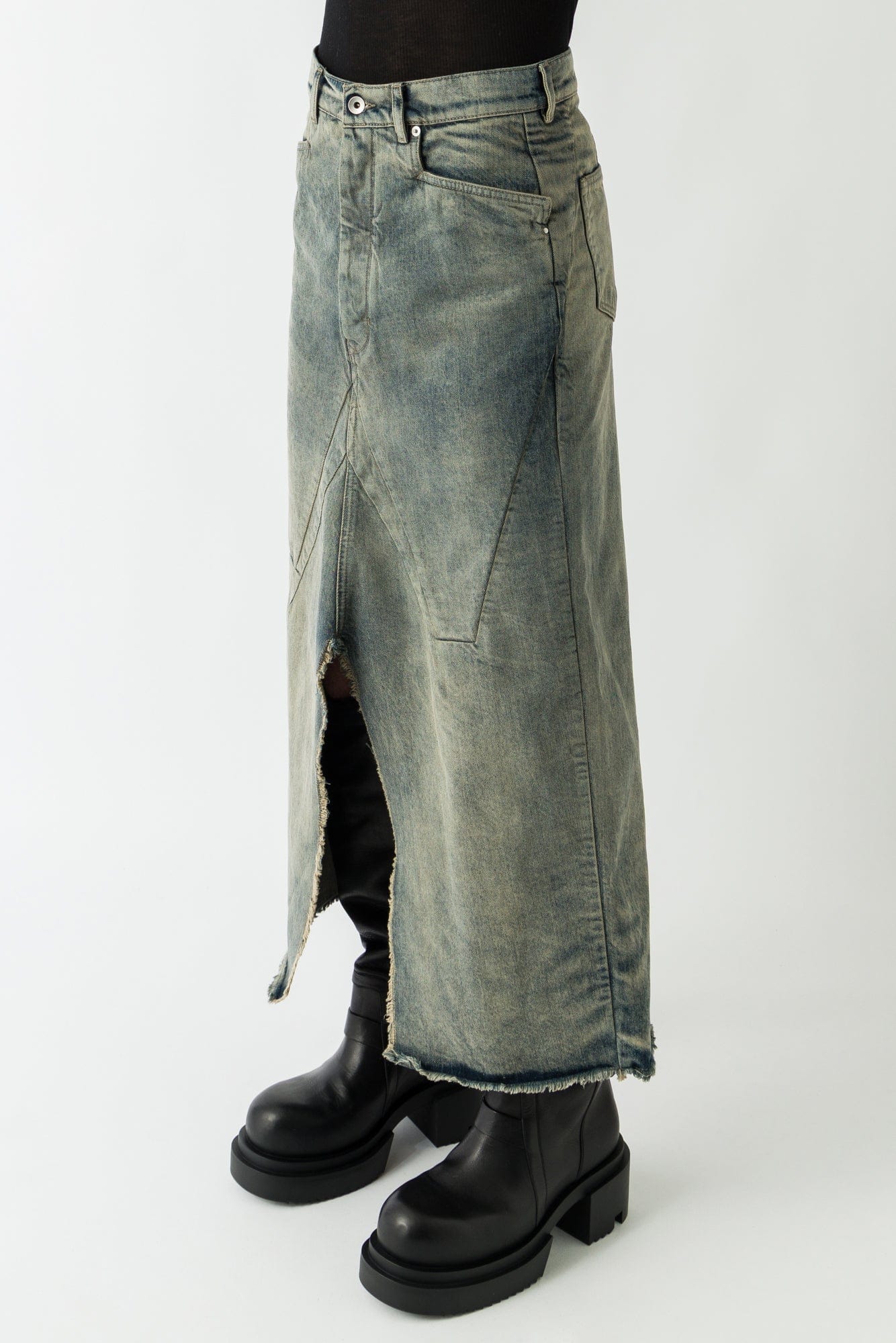 Rick Owens Long Slivered Skirt in Dirty Hustler side