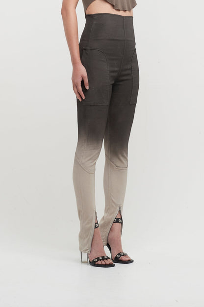 Rick Owens DRKSHDW Dirt Waist Leggings in Black Pearl Degrade side