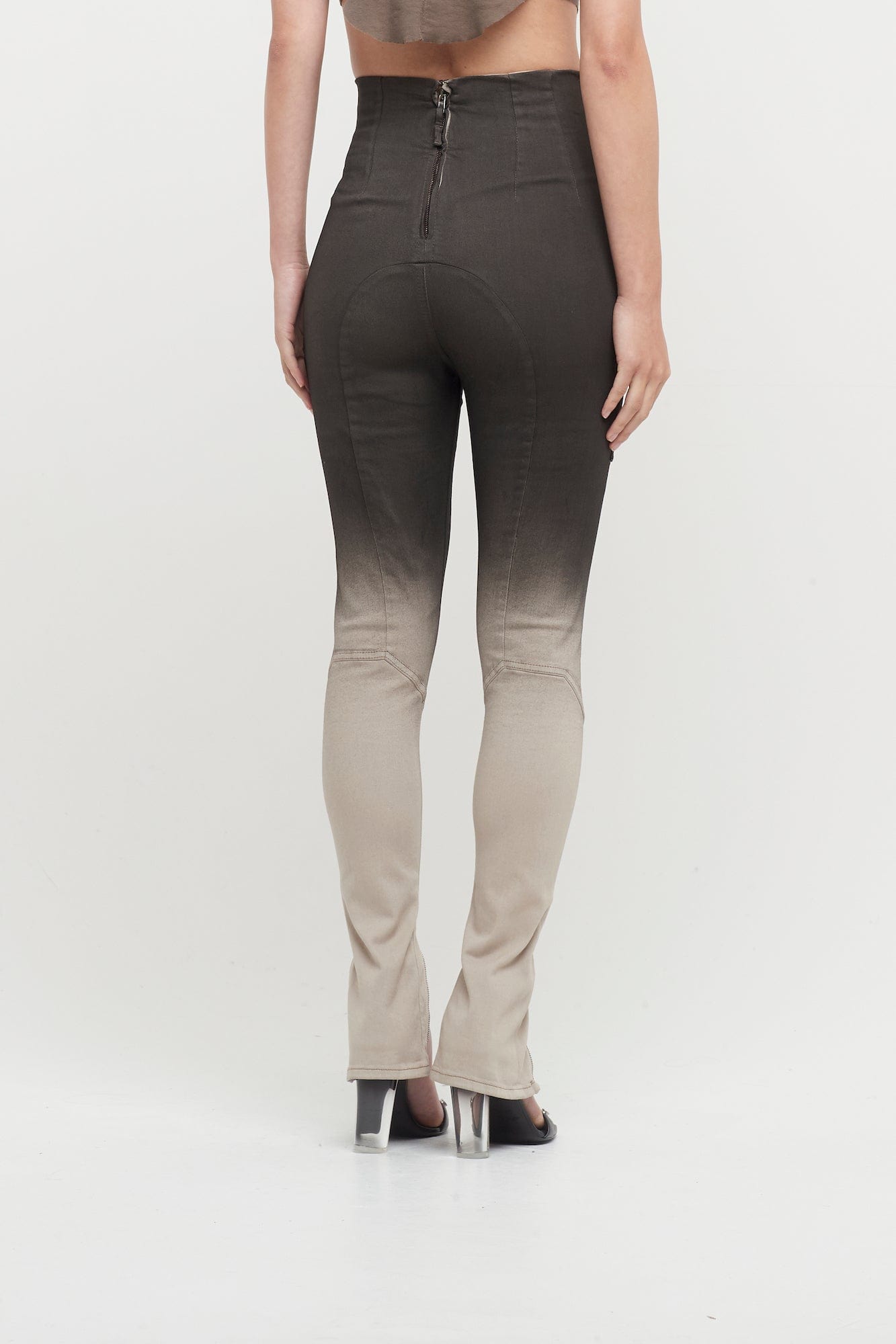 Rick Owens DRKSHDW Dirt Waist Leggings in Black Pearl Degrade back