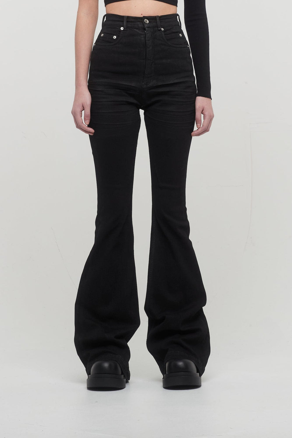 Rick Owens DRKSHDW Bolan Bootcut in Black Stretch Denim – Antidote