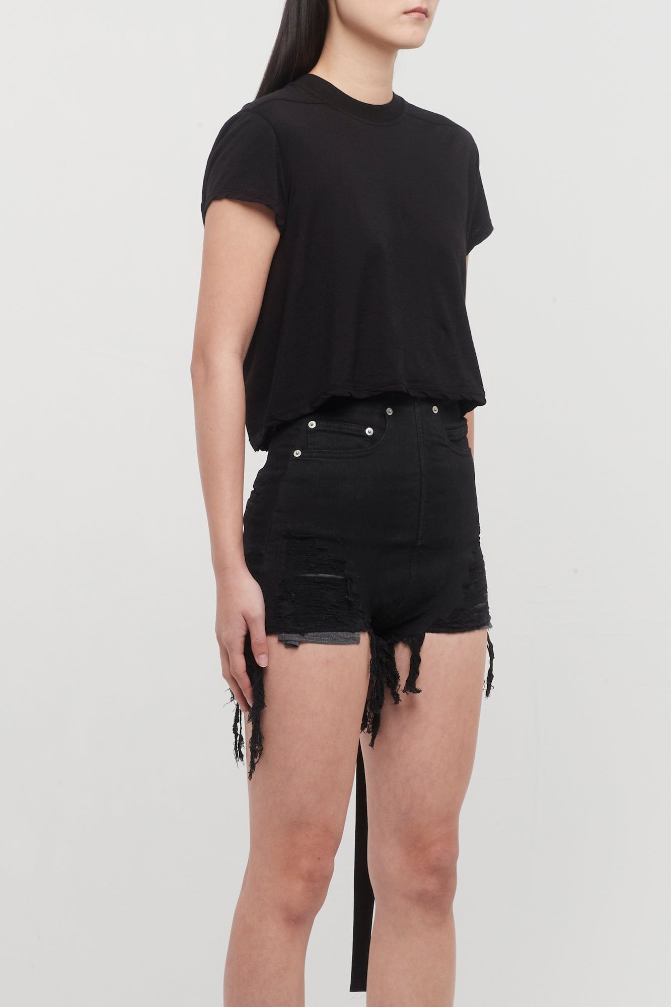 Rick Owens DRKSHDW Cropped Small Level T in Black side