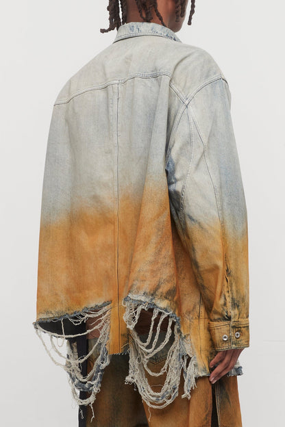 Rick Owens DRKSHDW Sphinx Jumb Worker Jacket in Sky Orange Degrade back