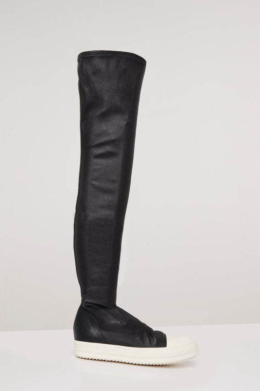 Rick Owens Knee High Stocking Sneaks in Black/Milk/Milk