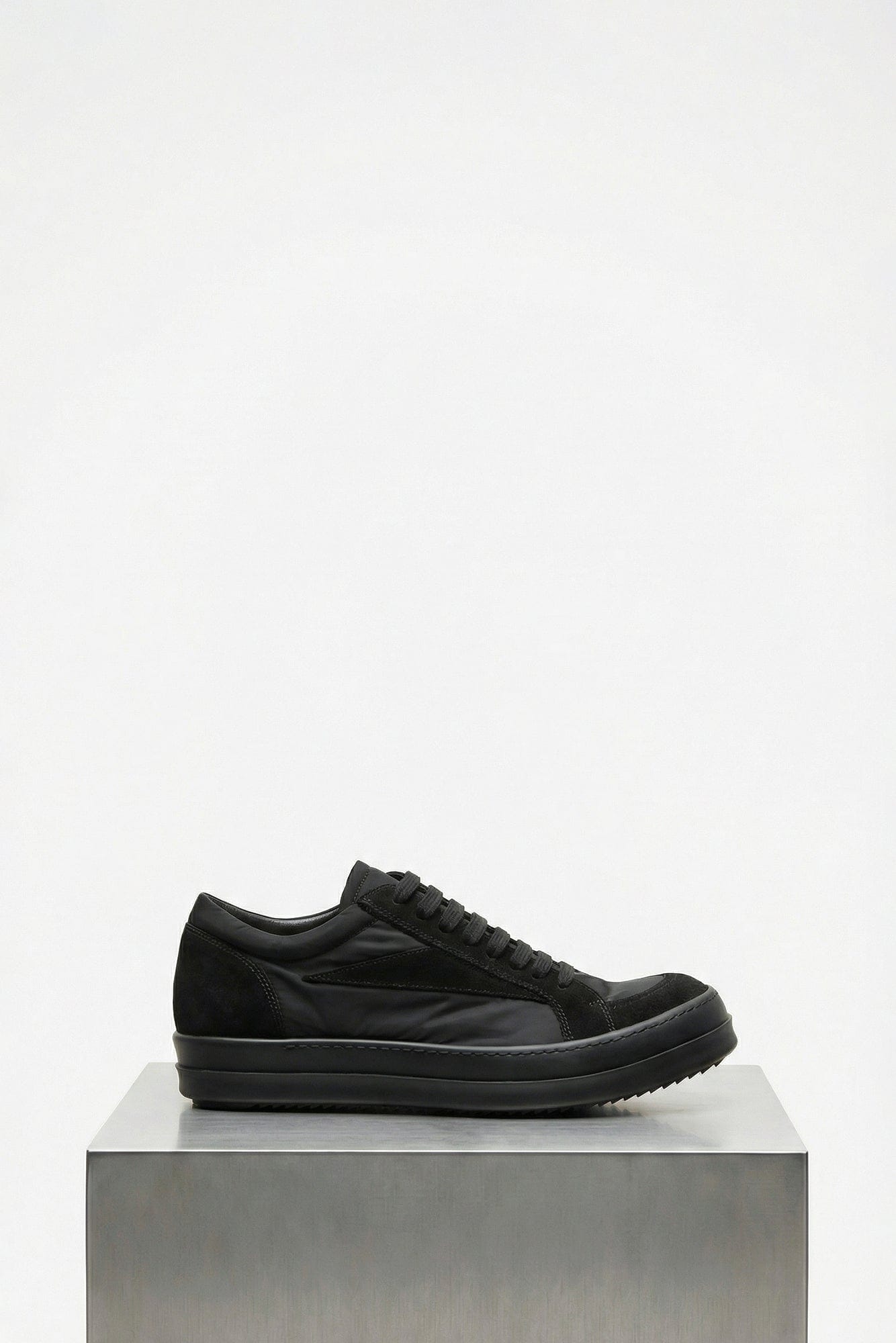 Rick Owens Scarpe In Tessuto E Pelle Vintage Sneaks in Black SS26