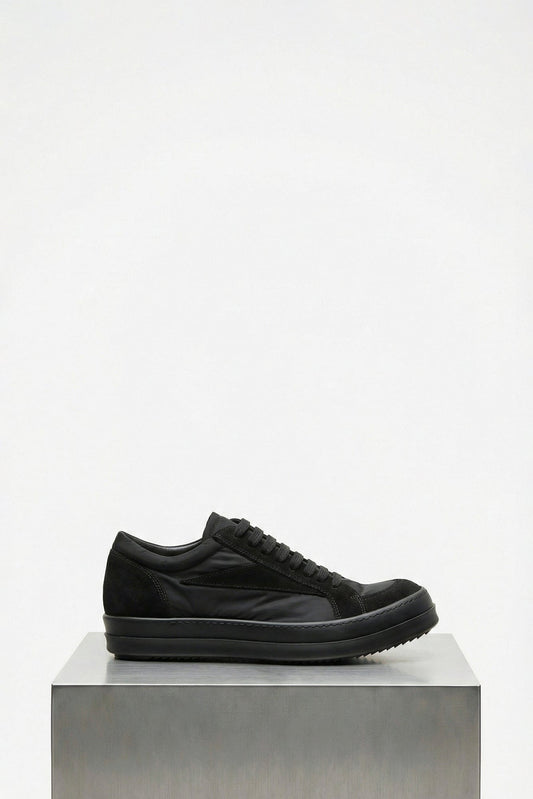 Rick Owens Scarpe In Tessuto E Pelle Vintage Sneaks in Black SS26
