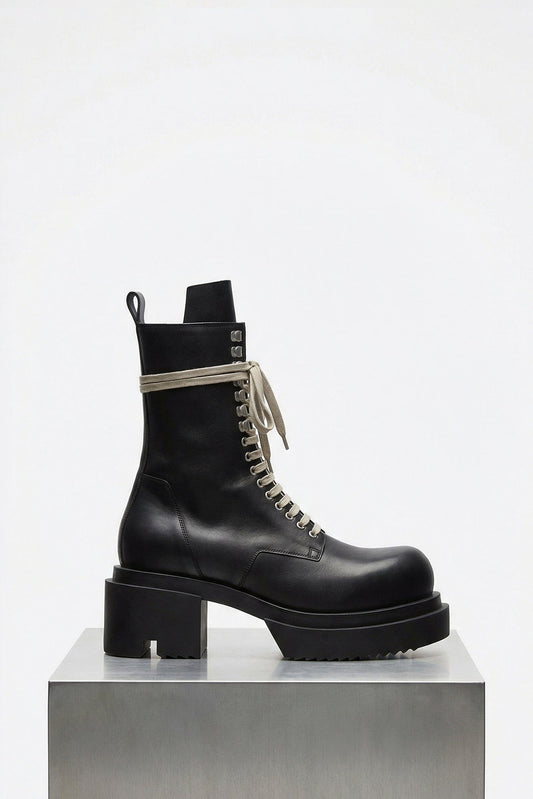 Rick Owens Stivali In Pelle Laceup Bogun SS26