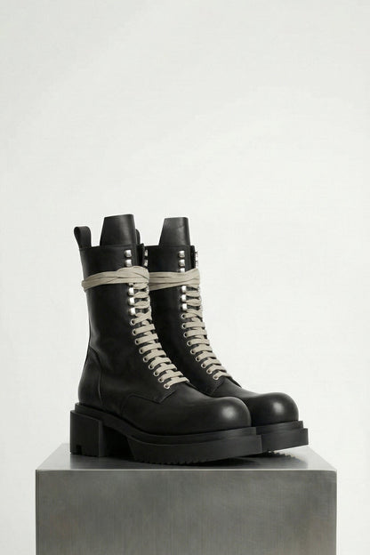 Rick Owens Stivali In Pelle Laceup Bogun SS26 side