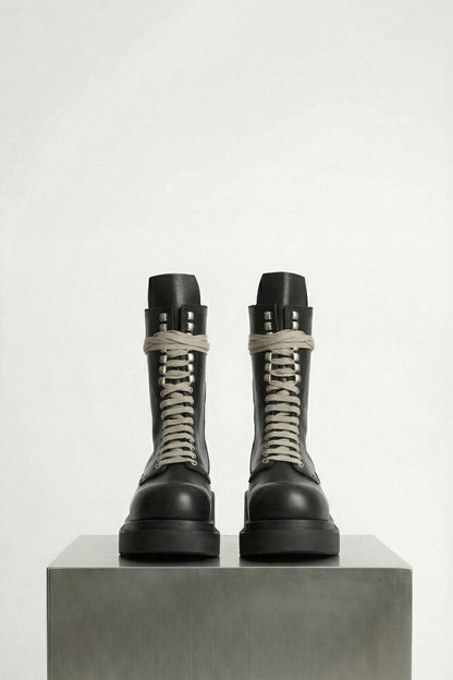 Rick Owens Stivali In Pelle Laceup Bogun SS26 front