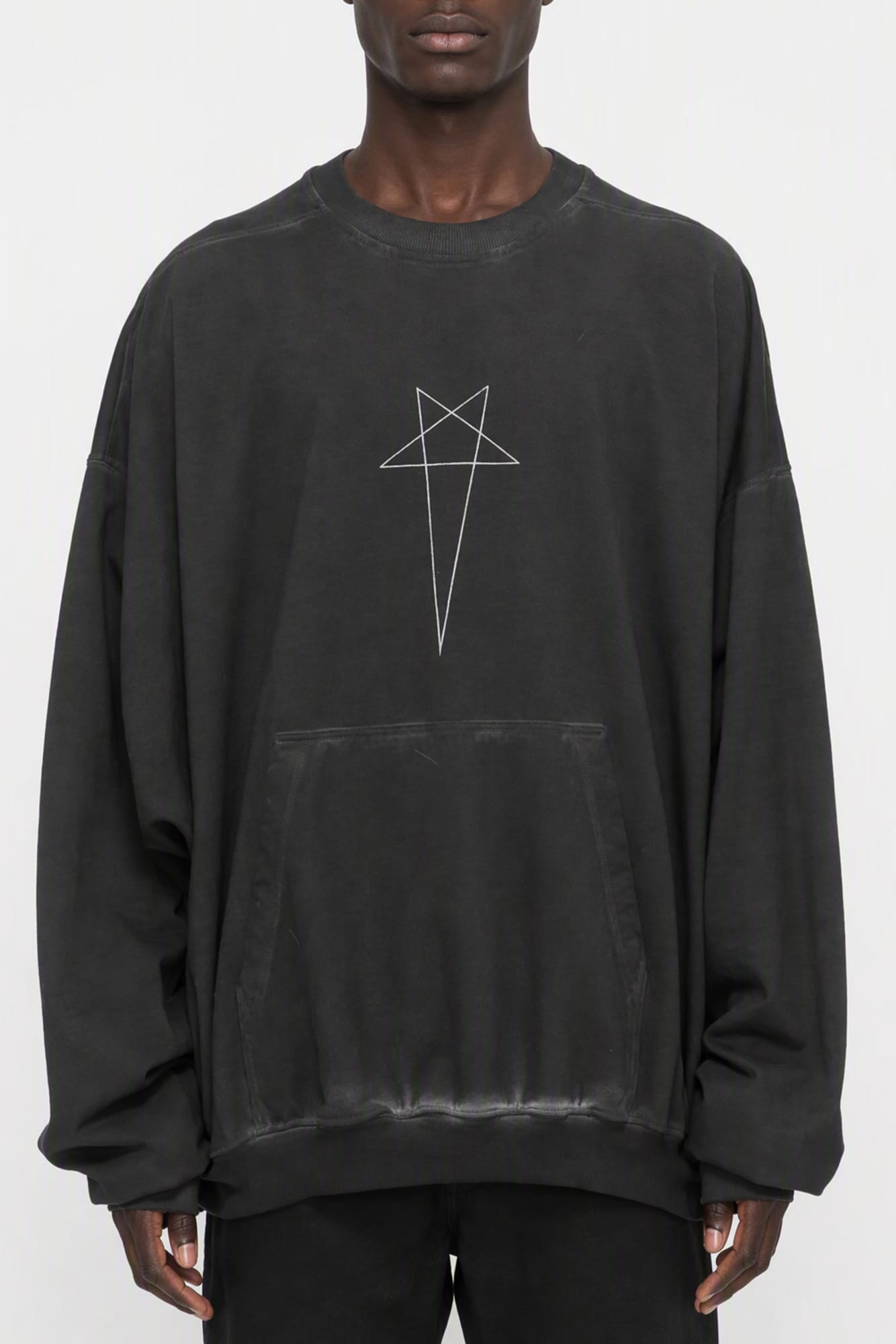 Rick Owens DRKSHDW Mens Faded Hun Crewneck in Black