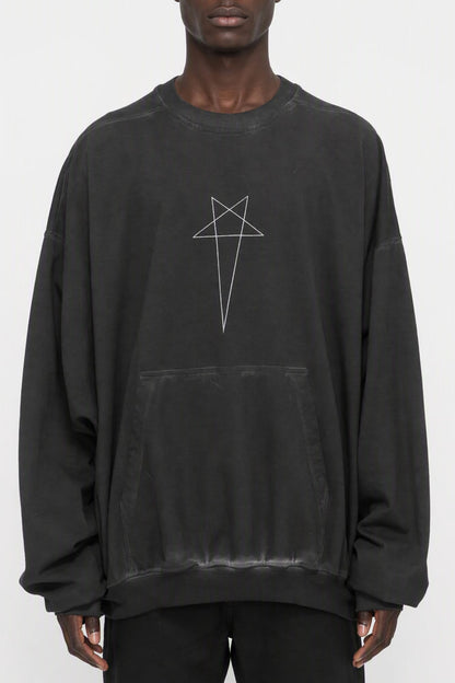 Rick Owens DRKSHDW Mens Faded Hun Crewneck in Black