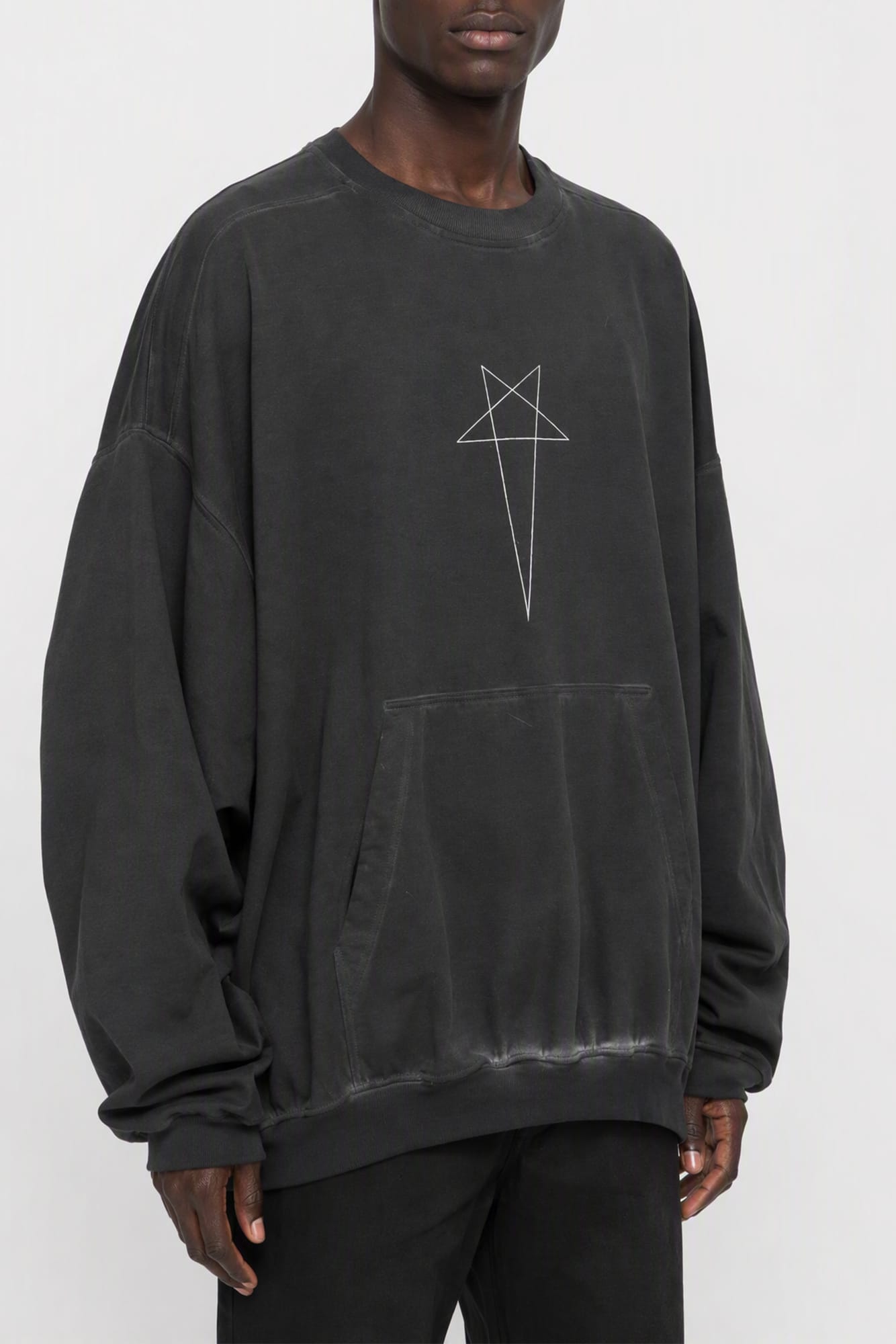 Rick Owens DRKSHDW Mens Faded Hun Crewneck in Black side