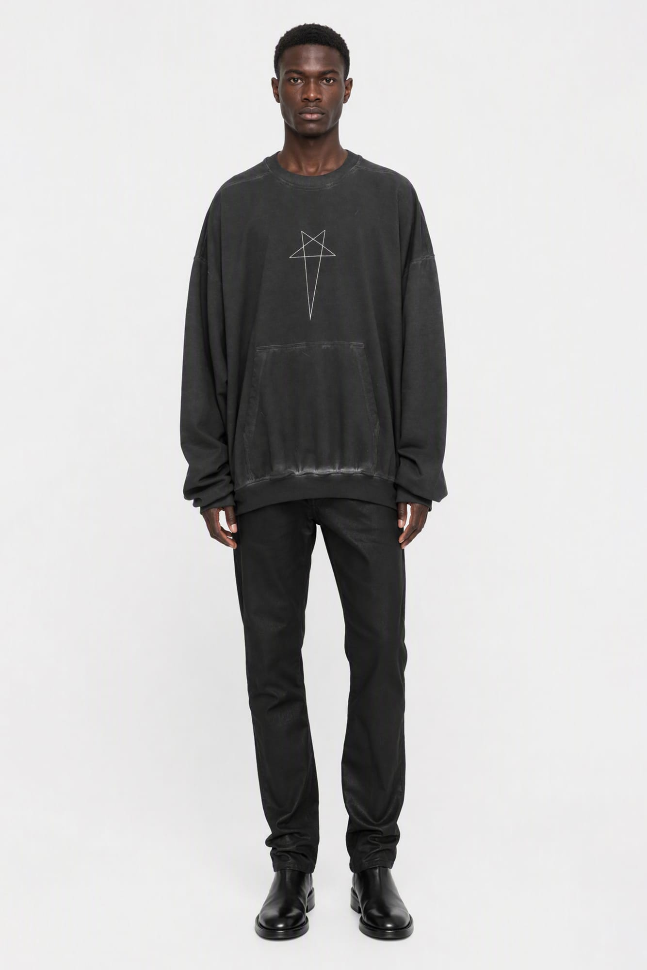 Rick Owens DRKSHDW Mens Faded Hun Crewneck in Black