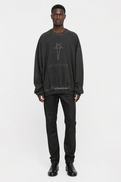 Rick Owens DRKSHDW Mens Faded Hun Crewneck in Black full look