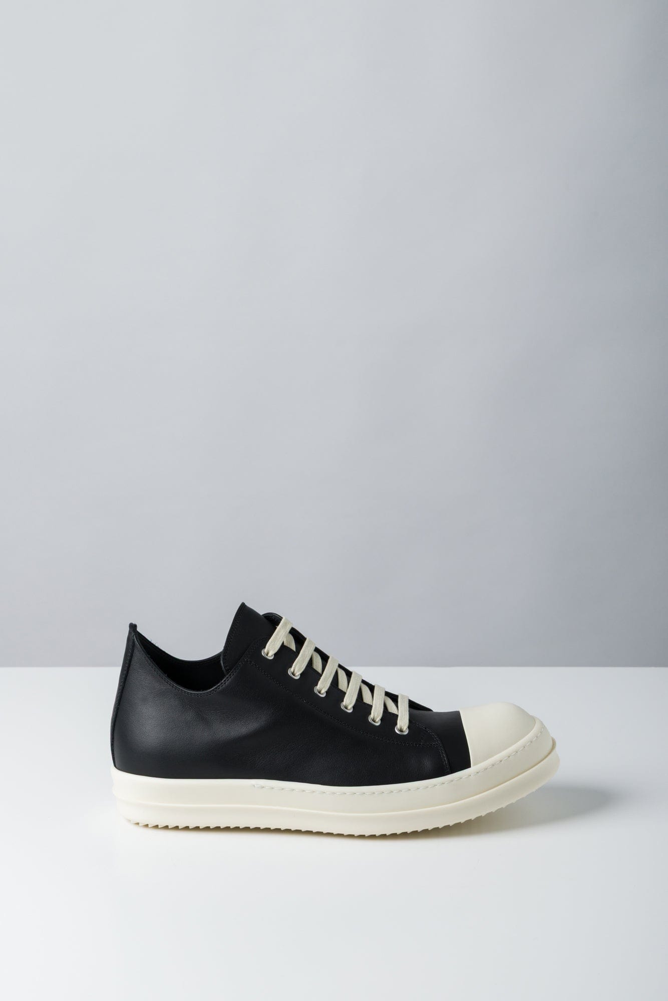 Rick Owens Low Sneaks in Black-Milk-Milk