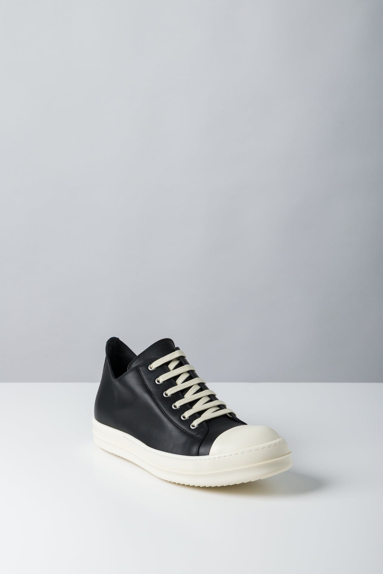 Rick Owens Low Sneaks in Black-Milk-Milk side