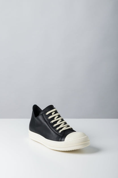 Rick Owens Low Sneaks in Black-Milk-Milk side