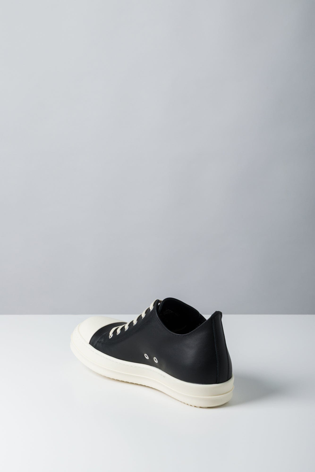 Rick Owens Low Sneaks in Black-Milk-Milk side