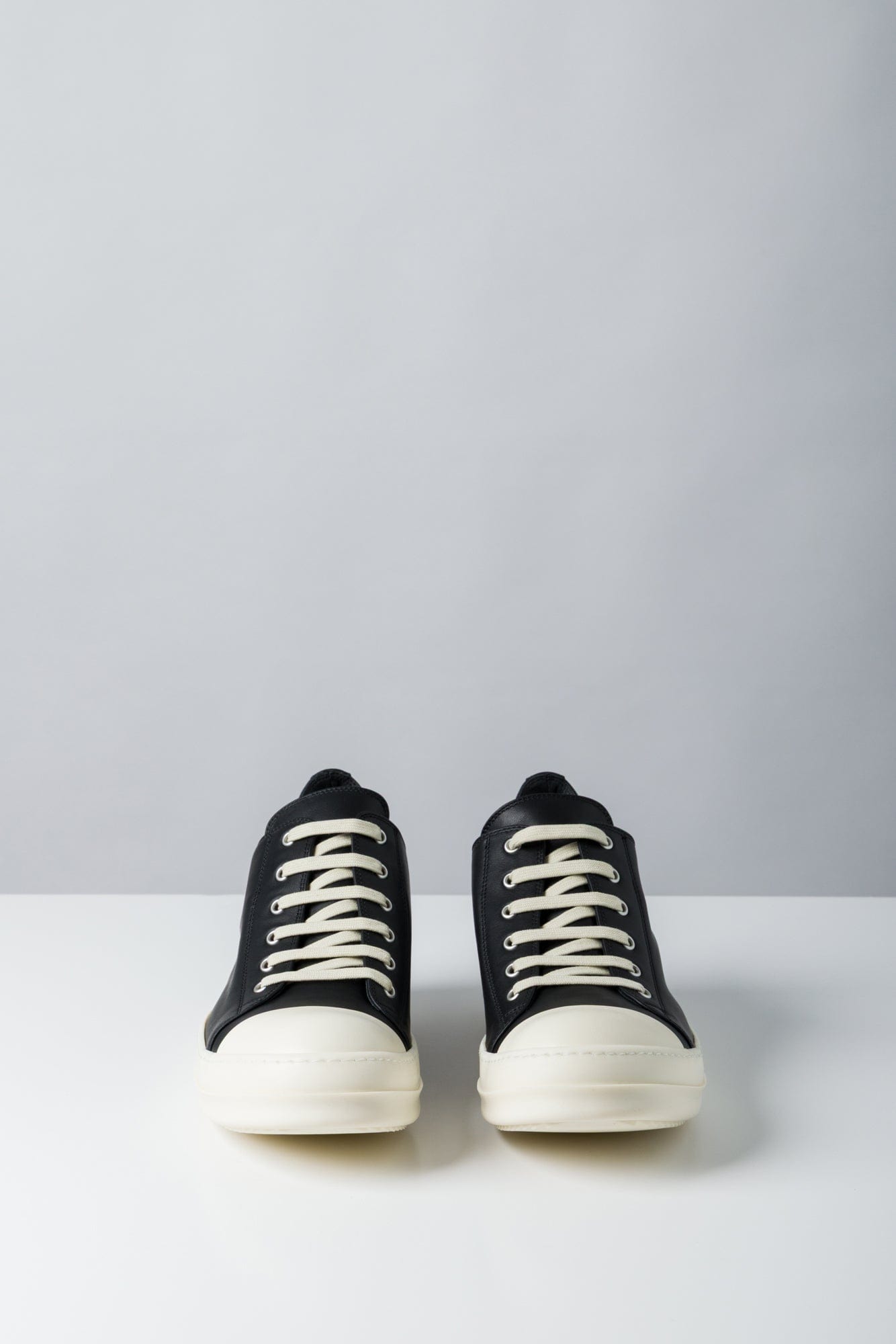 Rick Owens Low Sneaks in Black-Milk-Milk
