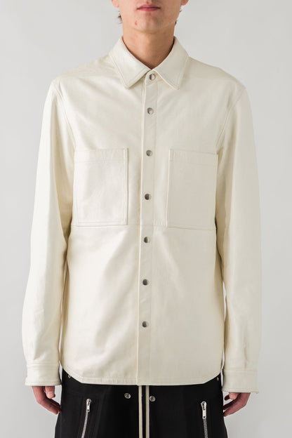Rick Owens Outershirt in Leather in Milk