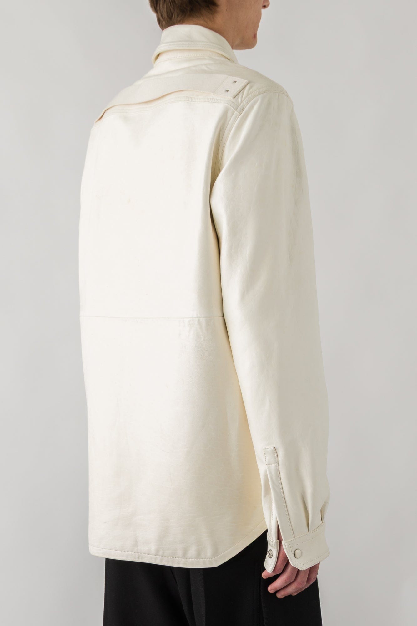 Rick Owens Outershirt in Leather in Milk back