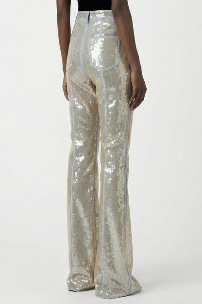 Rick Owens Bolan Bootcut Denim in Blue/Sand SS26 back