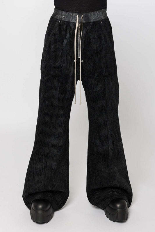 Rick Owens DRKSHDW Geth Belas in Black Foil Corduroy front