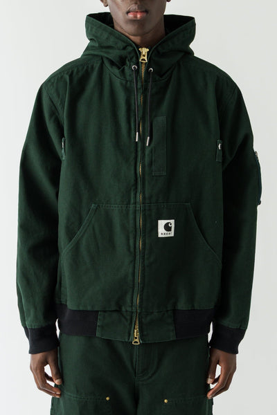 Sacai Carhartt Washed Duck Hooded Blouson In Green – Antidote