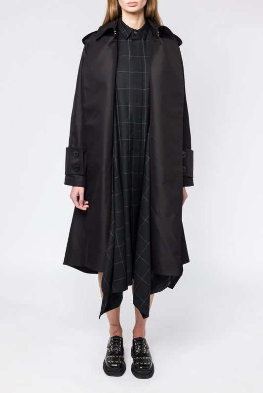 Sacai Cotton Gabardine x Windowpane Coat unbuttoned