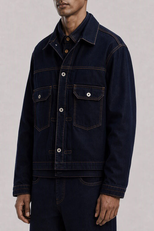 Sacai Denim Jacket in Navy side