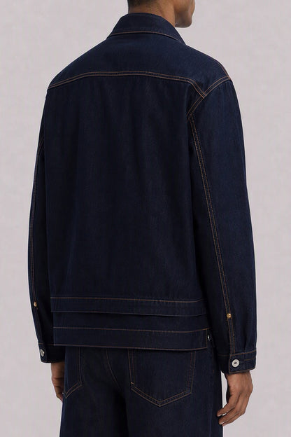 Sacai Denim Jacket in Navy back