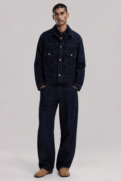 Sacai Denim Jacket in Navy full look
