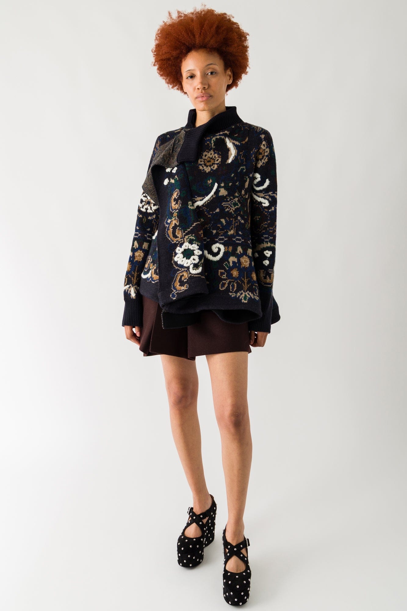 Sacai Floral Jacquard Knit Blouson In Navy – Antidote Fashion and