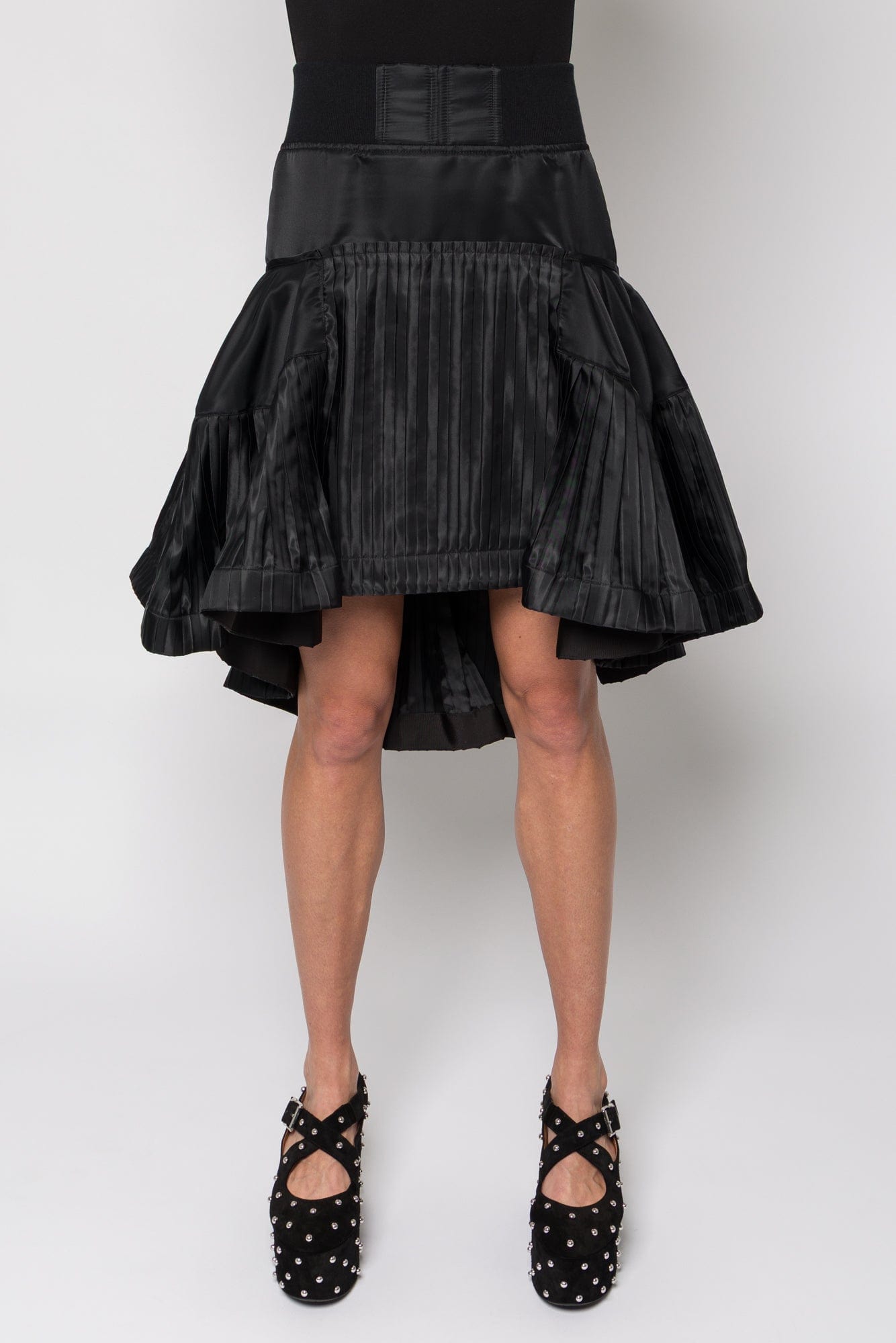 Sacai Nylon Twill Pleated Skirt in Black