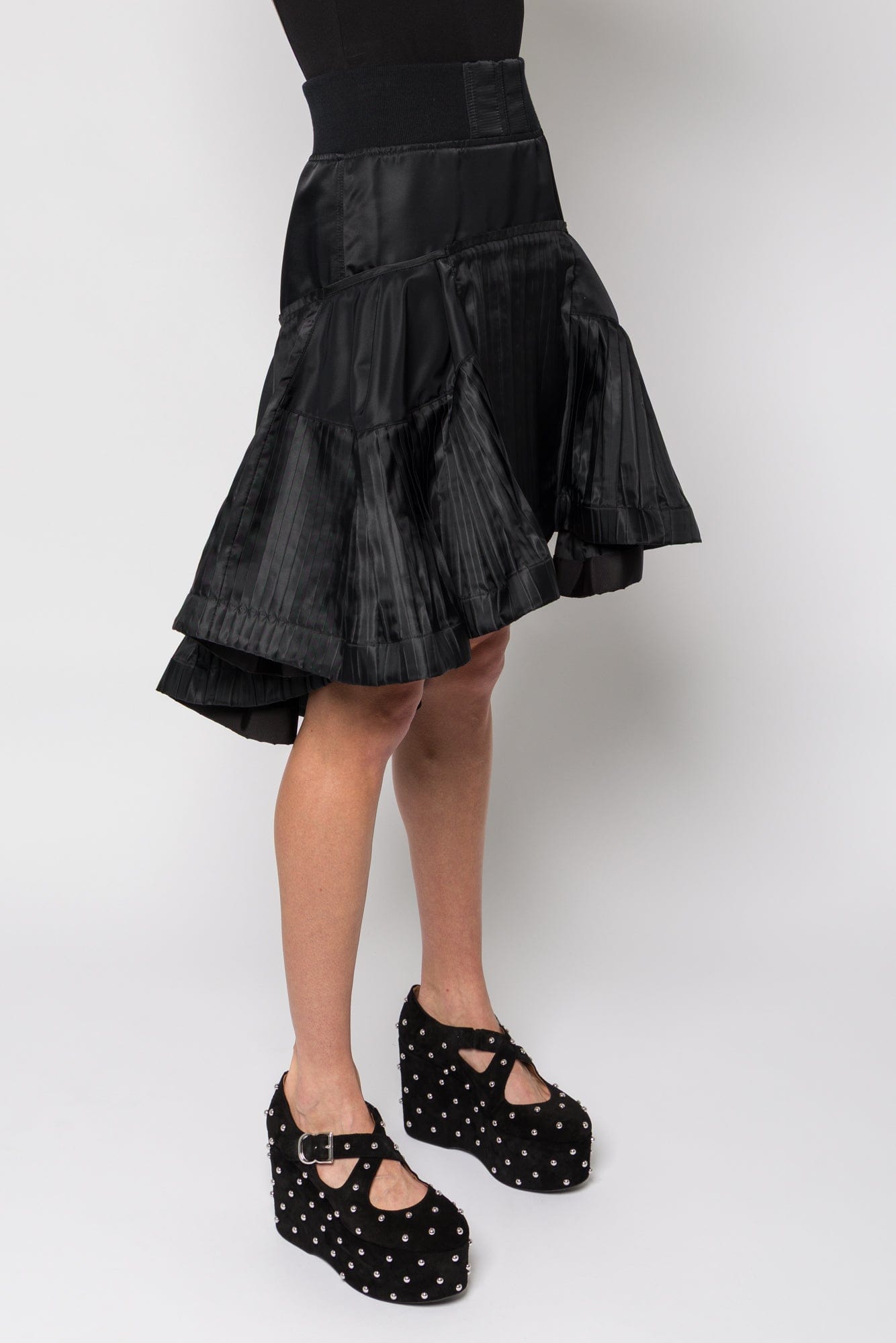 Sacai Nylon Twill Pleated Skirt in Black