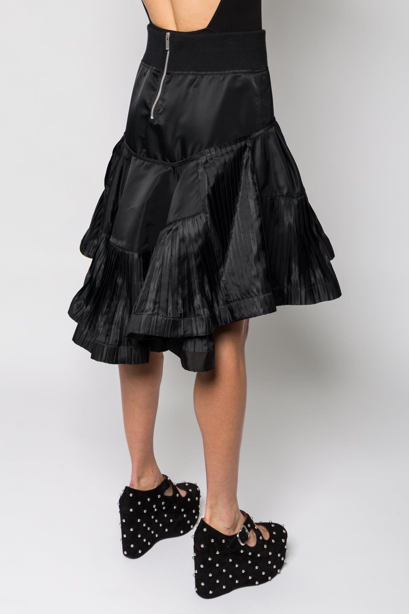 Sacai Nylon Twill Pleated Skirt in Black