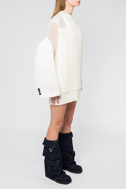 sacai knit dress Layered Ribbed-knit Dress