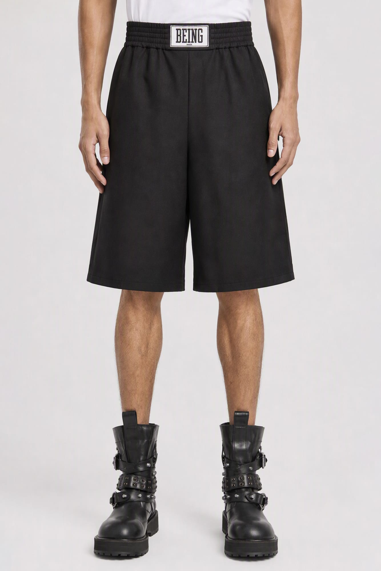 Sacai Wool Melton Shorts in Black