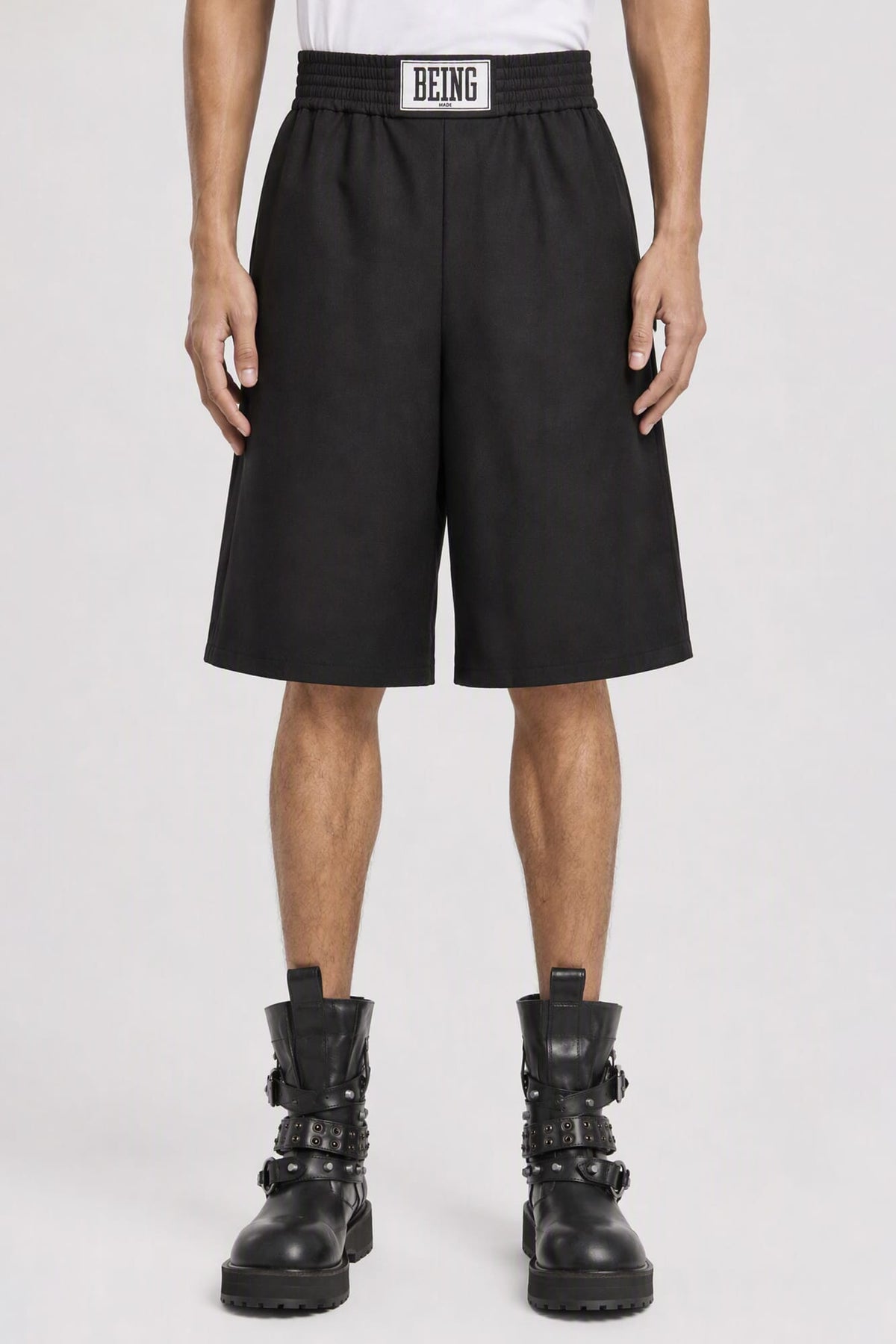 Sacai Wool Melton Shorts in Black