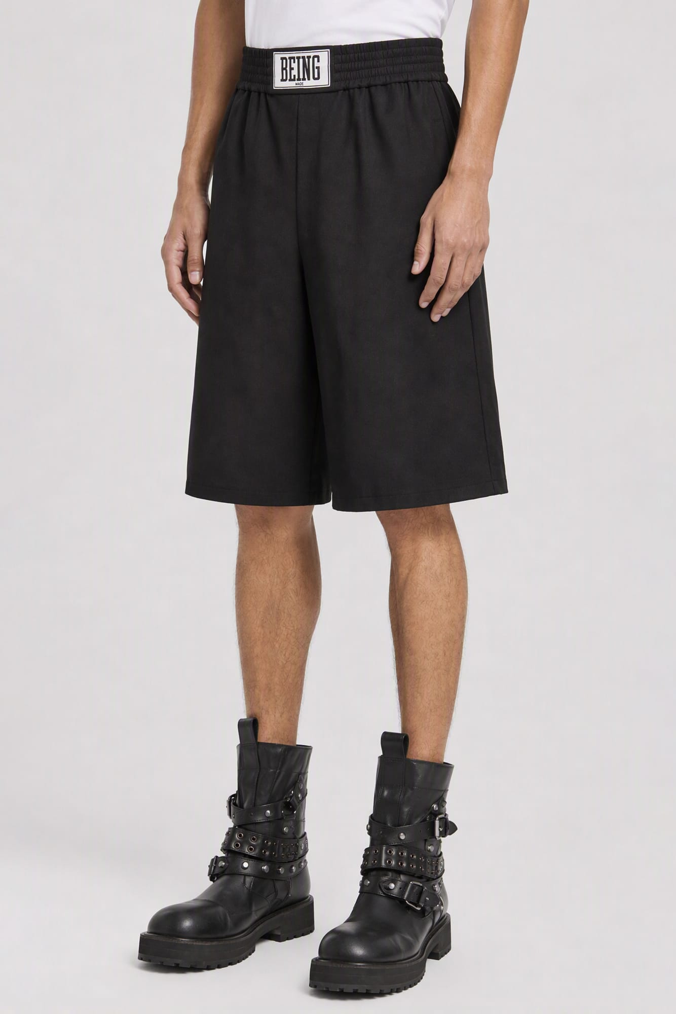 Sacai Wool Melton Shorts in Black