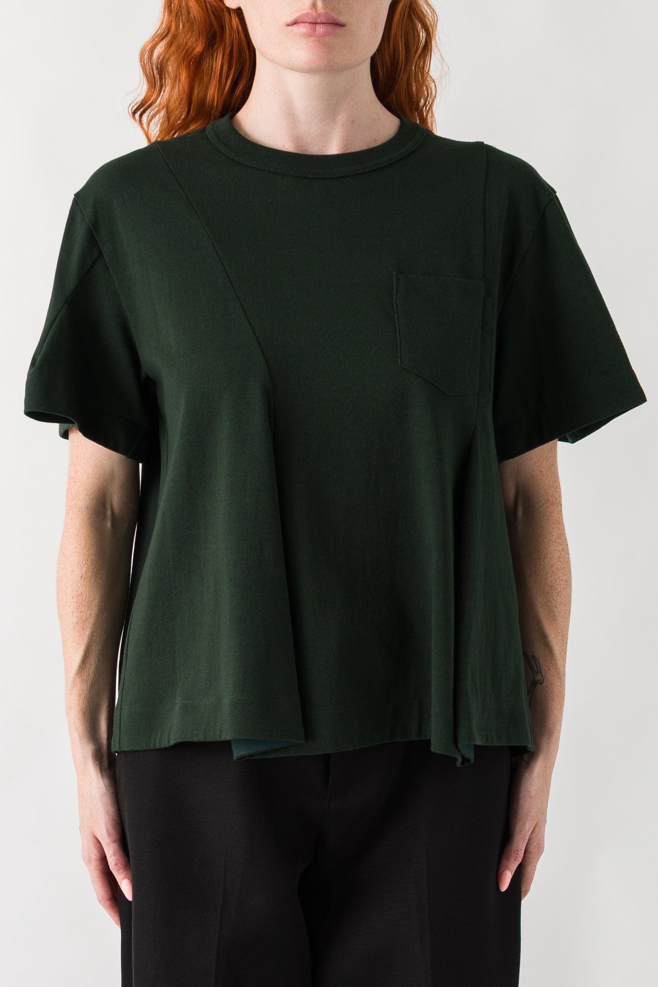 Sacai Cotton Jersey T-Shirt In Green