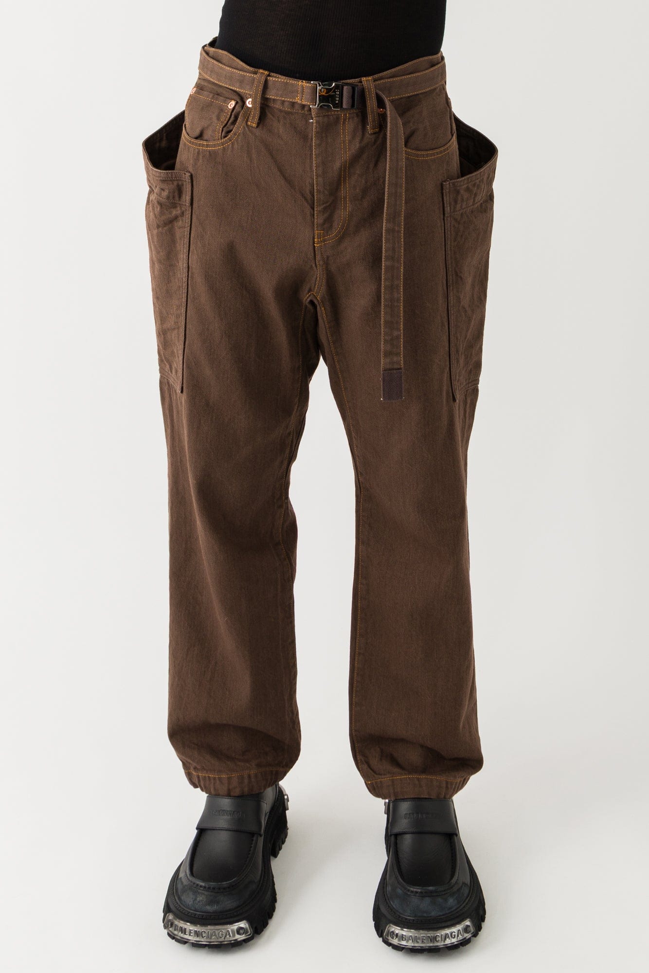 Sacai Denim Pants In Brown