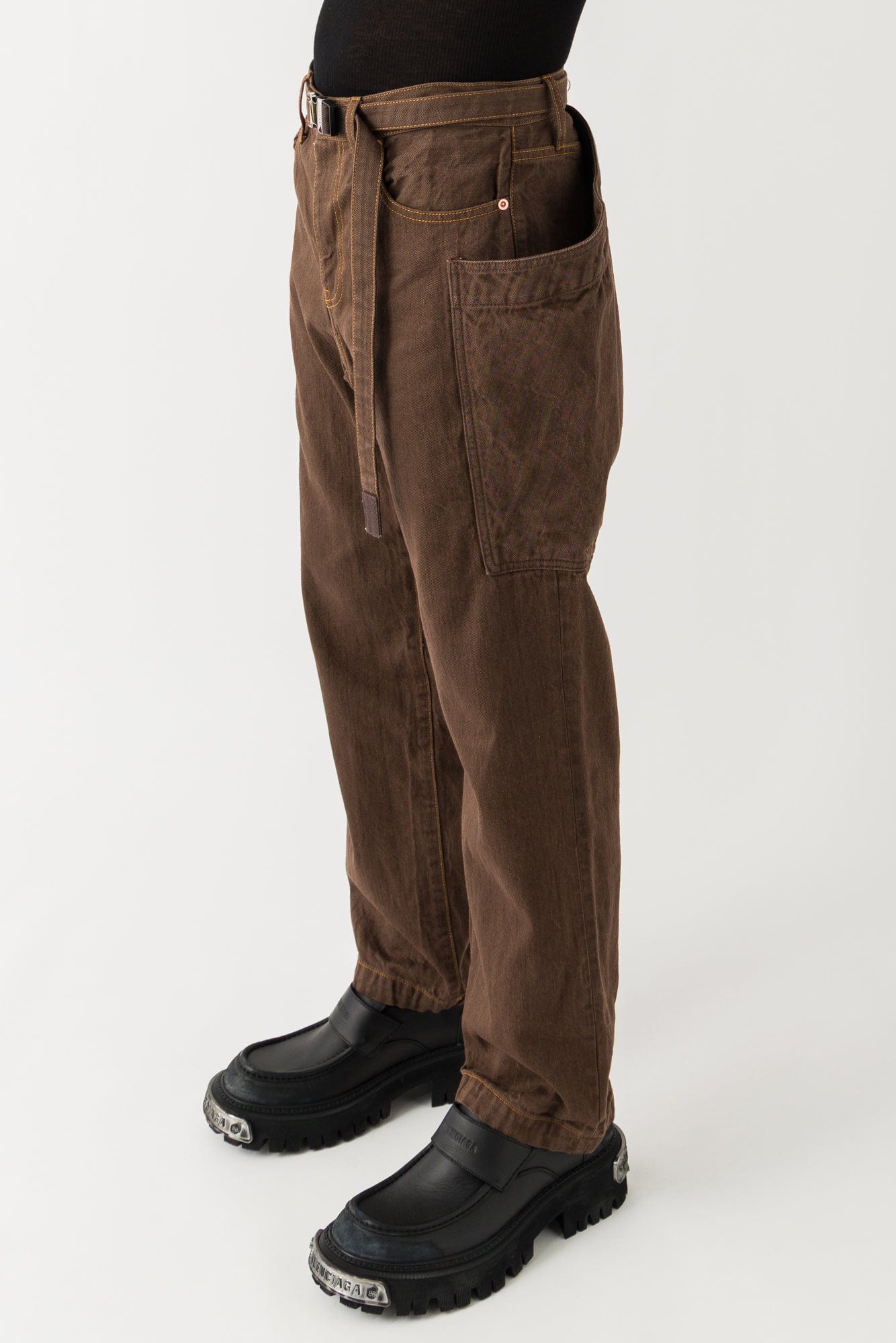 Sacai Denim Pants In Brown side