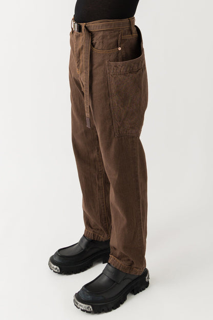 Sacai Denim Pants In Brown side