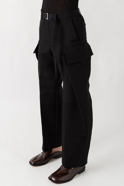 Sacai Double-Faced Silk Cotton Pants In Black FW25 side