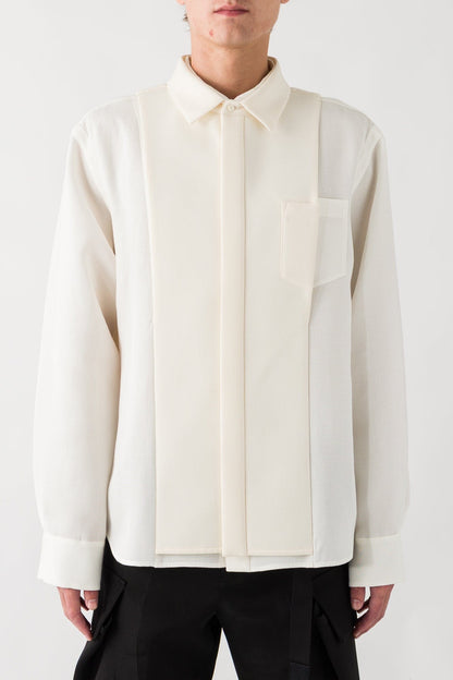 Sacai Double-Faced Silk Cotton Shirt In Off White