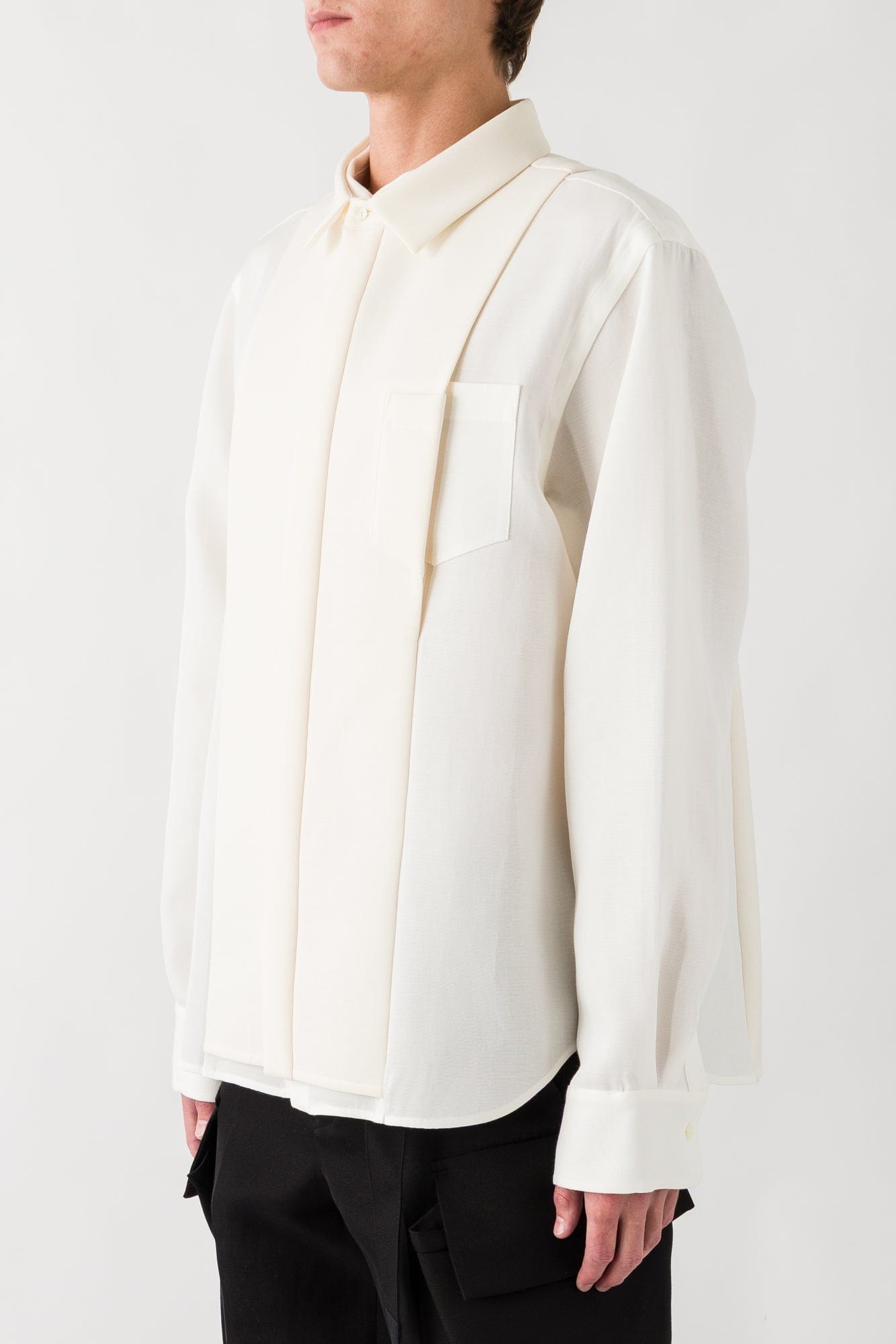 Sacai Double-Faced Silk Cotton Shirt In Off White