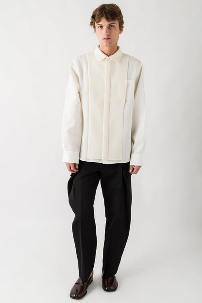 Sacai Double-Faced Silk Cotton Shirt In Off White full look