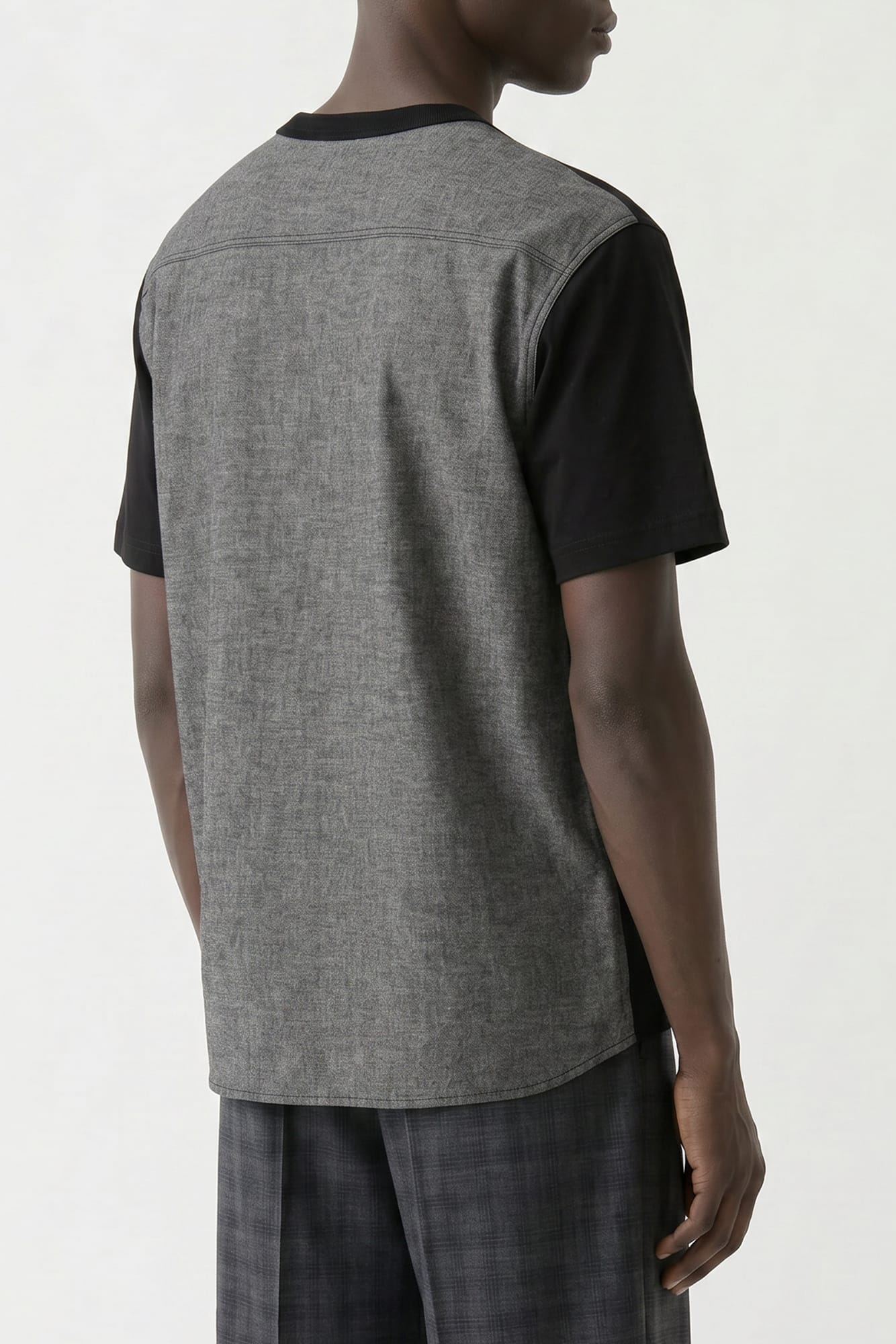 Sacai Light Weight Denim x Cotton Jersey T-Shirt in Black