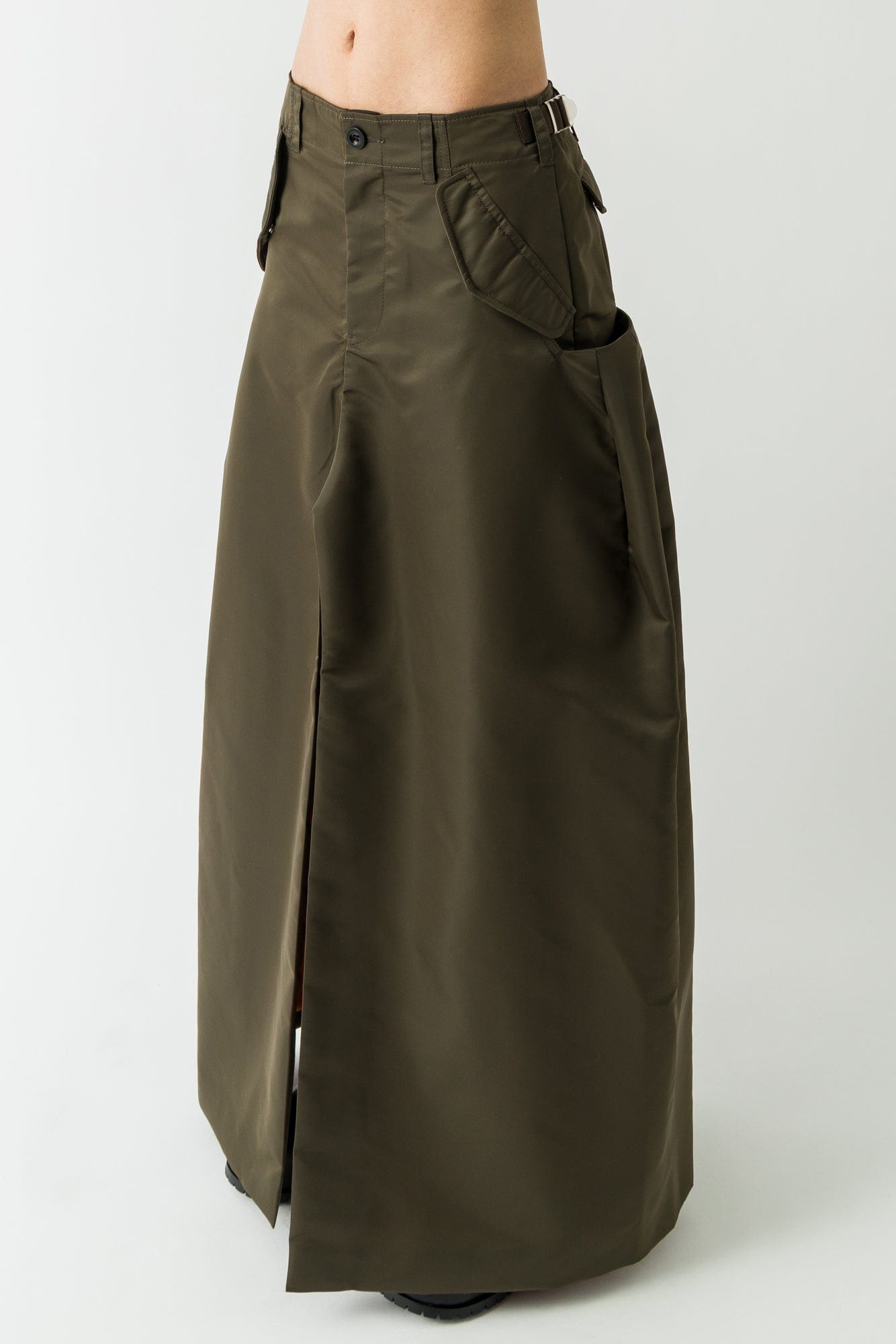 Sacai Nylon Twill Skirt in Khaki side