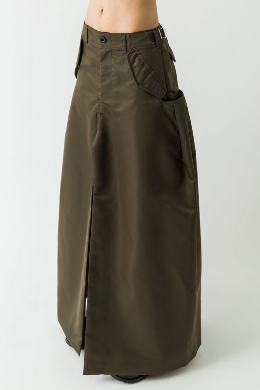 Sacai Nylon Twill Skirt in Khaki side